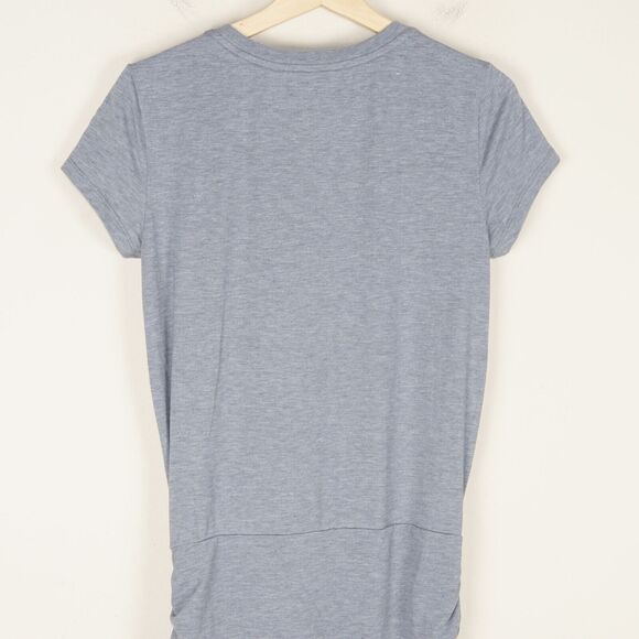 Athleta Topanga Gray Knit Tee Dress Ruched Womens Sz M Tall Style 439157 - Picture 4 of 6